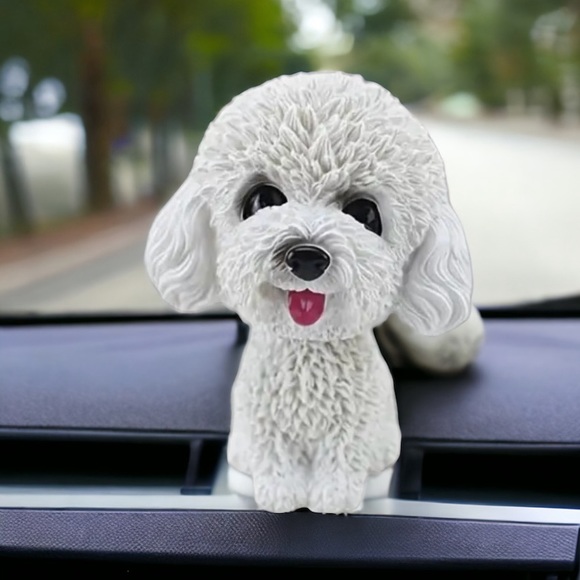 White Dog Car Statue/Figurine Bobble Head New in Packaging - Picture 12 of 13